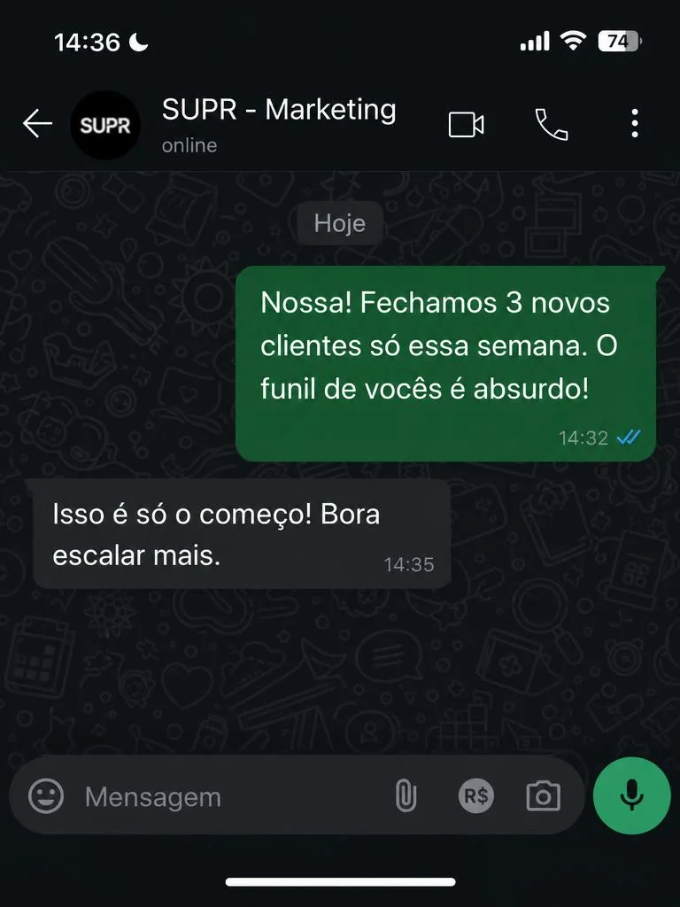 Print de conversa no WhatsApp com o cliente Clínica Vitalis