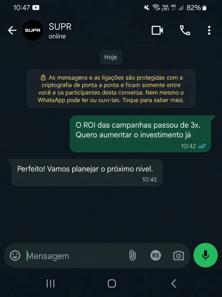 Print de conversa no WhatsApp com o cliente Grupo Educar
